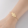 Golden Hamsa hand charm bracelet for women with minimalist stainless steel link chain - 367-Hamsa Hand