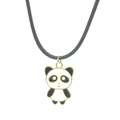 Fashionable Kung Fu Panda pendant necklace with black enamel finish and gold alloy accents - Lanyard Style