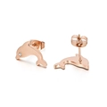 Boucles d'oreilles dauphin en or rose avec cristal blanc et fermoirs à poussoir - Dauphin Or Rose Avec Zirconia (KE89952-K)