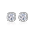 Eleganti orecchini a lobo quadrati in argento 925 con zirconi e finitura halo - Stud orecchini / Orecchini a Lobo in Zirconia Bianca