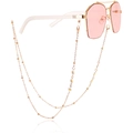 Pink gradient polygon sunglasses with gold daisy glasses chain and white temples - Lavender Flower Style