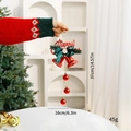 Christmas hanging bells with red metal finish and green Merry Christmas bow decor - Red Santa Claus