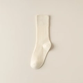 Chaussettes en coton à côtes verticales blanc crème, mi-mollet pour un confort quotidien - Taille unique / Semi-Côtelé Blanc Crème