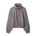 Chaqueta bomber gris oscuro para mujer con cremallera, cuello alto y cordón ajustable - XS / Gris