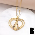 Gold heart necklace featuring Our Lady of Aparecida pendant with colorful rhinestones - Style B (Heart Multi-color)