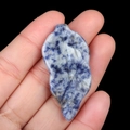 Leaf-shaped natural blue sodalite stone carving with detailed veins for DIY jewelry - Blue Spot Stone
