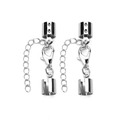 Cierre de mosquetón plateado con cadena de extensión para hacer joyería - Agujero 3mm / Blanco K/Plata