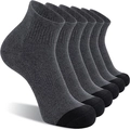 6-pack of dark grey cotton blend ankle socks with black toes and ribbed cuffs for men - Free Size 39-47 / Gray