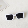 Retro white thick frame rectangular children's sunglasses with dark lenses for kids - White