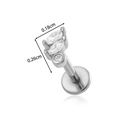 Silver F136 titanium stud with three clear marquise zircons and flat back labret - 5# Silver Three-stone Marquise Style