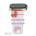 Rose gold diamond clover charms set for white silicone Apple Watch strap decoration - Red Clover Style (5572578809353) / Black Sponge Packaging / No.23 Champagne