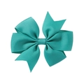 Macro detail of teal grosgrain ribbon bow featuring ribbed texture and layered design - Lake Green (346)