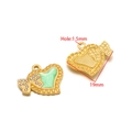 Golden heart pendants with bow detail and 1.5mm hole for DIY jewelry making - 19mm Heart Bow - Green