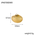 Golden seashell charm for jewelry making with textured surface and top hole, 0.7x0.9cm - Gold Shell (JP40700DW0)