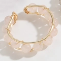 Anello in filo di rame placcato oro 14K con perline di pietra naturale rosa chiaro - Quarzo rosa
