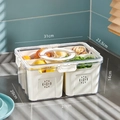 Contenitore trasparente per frigorifero con scomparti di drenaggio per frutta e verdura - Extra Large 4 Scomparti Bianco Crema