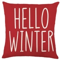 Funda de cojín navideño de lino rojo con estampado Hello Winter para sofá - Estilo Hello Winter Rojo (ymd520-123)