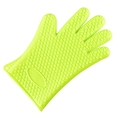 Bright green silicone oven mitt with anti-slip triangle texture and hanging loop - Yellow Green 130g (1pc)