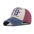 Berretto retrò in cotone lavato con stampa California 78 e dettagli consumati - Blu Navy e Rosso Vino
