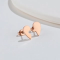 Boucles d'oreilles en forme de puzzle de cœur en or rose, design minimaliste en acier - Cœur Puzzle (Or Rose)