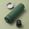 Turquoise 500ml smart stainless steel vacuum flask with LED temperature display - Replaceable Battery Smart Series / Dark Green