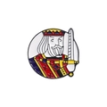 Funny playing card king enamel brooch pin with crown and sword design in metal - King