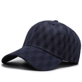 Donkerblauwe elastische baseballpet met getextureerde strepen en een gebogen klep - Stretch 57-58 / Blauw