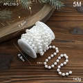 5M weiße Perlenkette auf Rolle für Weihnachtsbaum DIY Basteln und Hochzeitsdeko - 0,8CM Weiße Runde Perlen / 5 Meter