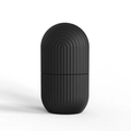 Black facial ice roller massager with textured wave pattern surface in matte finish - Wave Pattern Black