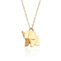 Minimalist gold origami elephant pendant necklace in stainless steel with mirror reflection - Gold Necklace (Chain length 45+5cm)