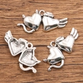 Silver angel and devil heart charms for DIY jewelry making with wings and halo details - 15C6-1 Angel Devil Heart