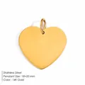 Polished stainless steel heart pendant in 14K gold finish, 18x20mm DIY jewelry accessory - 18x20mm / Gold