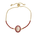 Virgin Mary bracelet in gold finish with red zircons and adjustable slider chain - Rose Red