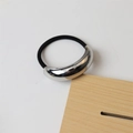 Minimalist silver metal hair tie with glossy finish and high elastic black band - 2# Single-layer Arc Silver