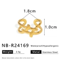 Details van afmetingen en 2,3g gewicht van de goudkleurige roestvrijstalen ring - Verstelbaar Open / Kruislings Verweven Stijl (NB-R24169) / Goud
