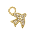 Macro view of a gold-plated bird pendant featuring micro-set sparkling cubic zirconia - Gold White Zircon Swallow