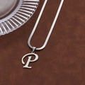 Silver letter P pendant necklace with sleek snake chain for women, minimalist design - Letter P