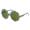Kids flower-shaped sunglasses in matte Morandi green with dark brown lenses - Green
