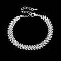 Bracciale da sposa in cristallo argento con maglia di strass multistrato e chiusura a moschettone - 797 Bracciale