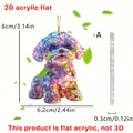 Detailed size chart of 2D acrylic flat puppy ornament with precise dimensions and gold cord - Dog