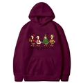 Burgundy Christmas hoodie with Merry Goosmas cartoon ducks print in 2025 festive style - Burgundy