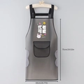 Waterproof dark grey PVC apron with coral fleece hand towels and cute bunny print - TPU Waterproof Apron-Busy Being Cute with Hand-wipe