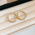 Elegant 18K gold-plated minimalist hoop earrings with a polished metallic finish - 51# Gold (925 Sterling Silver Earring Post) / 30MM
