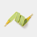 Wide woven shoulder strap in yellow and green pattern with golden metal clasps - Width 5cm Length 70cm / Yellow Webbing with Gold Buckle