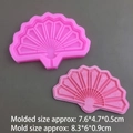 Pink silicone mold featuring traditional Chinese folding fan patterns for DIY crafts - Small Wave Fan Mold / Pink