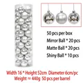 Set da 50 palline di Natale argento da 6cm con finiture a specchio, opache e lucide - 6CM Argento (50 pezzi)