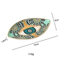 Ceramic evil eye jewelry tray in turquoise with size specs: 15cm length and 9cm width - Turquoise Bohemian Style (G款)