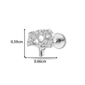 Silver G23 titanium tree of life labret stud with zircon stones, 0.59cm by 0.66cm - Tree of Life Style (T2552-7#) / Silver