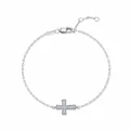 Bracelet croix élégant en argent S925 et moissanite avec fermoir mousqueton et certificat - Bracelet Croix / Argenté