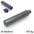 Minimalist black stainless steel perfume bottle pendant necklace 40x8mm with seal ring - Pendant Only (KP117013-KLA)